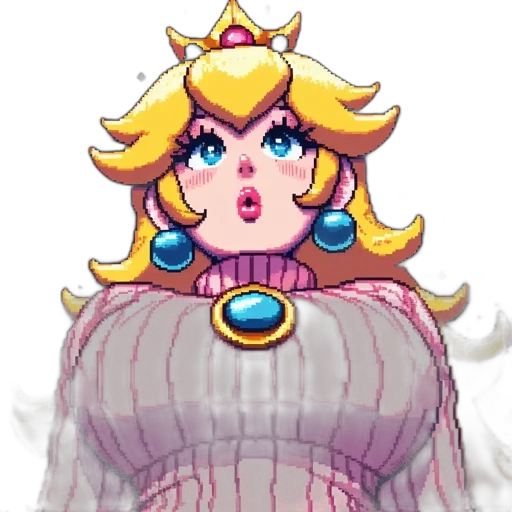 crown, dress, face, pixel art transparent PNG cut-out