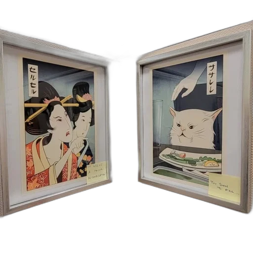 two, japanese, artworks, one transparent PNG cut-out