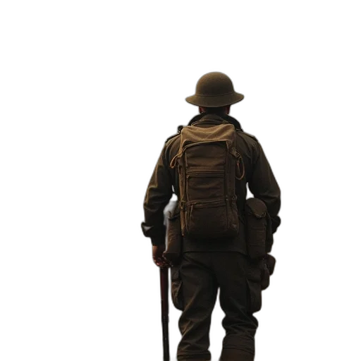 jacket, staff, hat, weapon transparent PNG cut-out