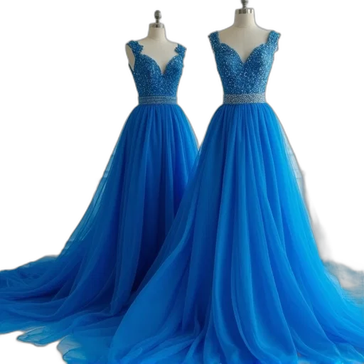 dress, blue, colorful, gorgeous transparent PNG cut-out