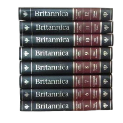 stack, britannica, books, spines transparent PNG cut-out