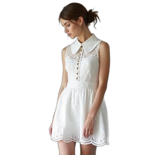 dress, monochrome, white, lace transparent PNG cut-out