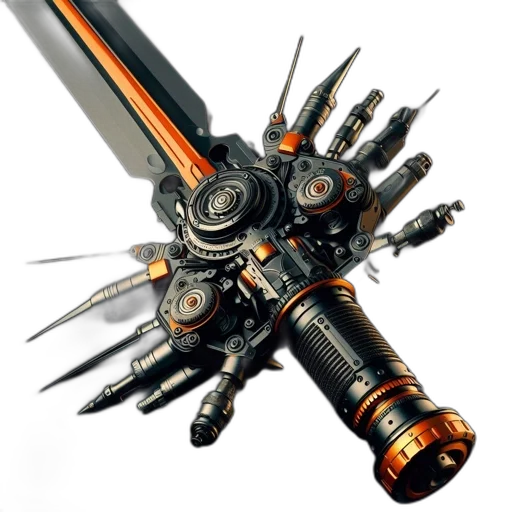 weapon, sword, staff, robot transparent PNG cut-out
