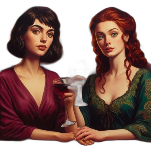 jewelry, dress, fantasy art, oil painting transparent PNG cut-out