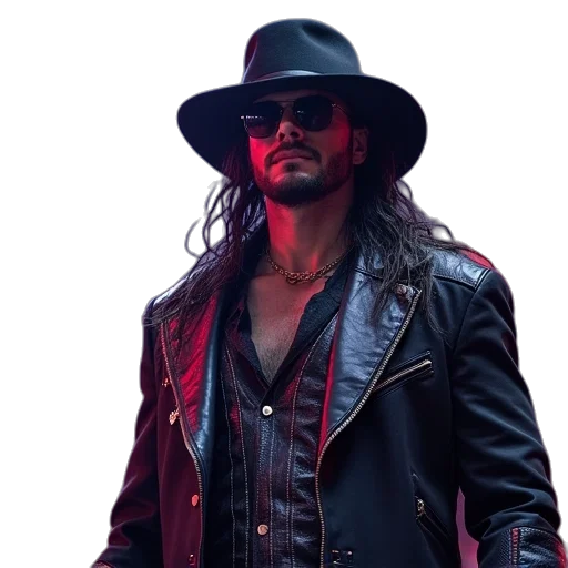 jacket, hat, cyberpunk, wwe transparent PNG cut-out