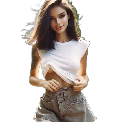 dress, jacket, hair, photorealistic transparent PNG cut-out