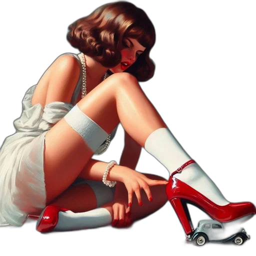 shoes, car, dress, photorealistic transparent PNG cut-out