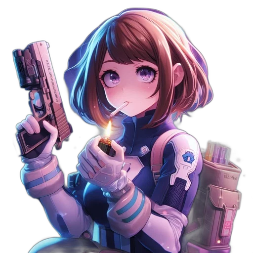 weapon, robot, staff, jacket transparent PNG cut-out