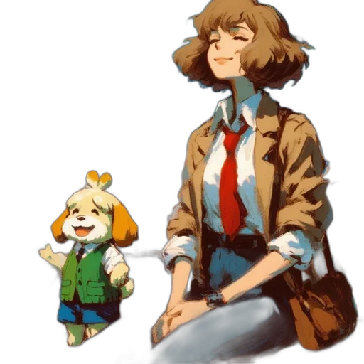 jacket, staff, creature, animal transparent PNG cut-out