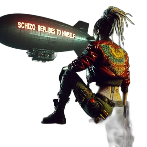jacket, robot, weapon, staff transparent PNG cut-out