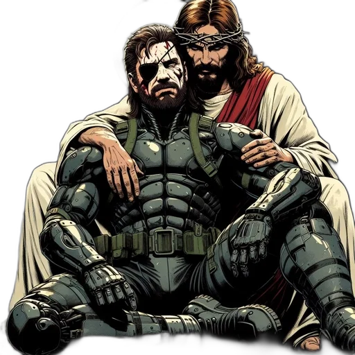 comic book art, concept art, two, men transparent PNG cut-out