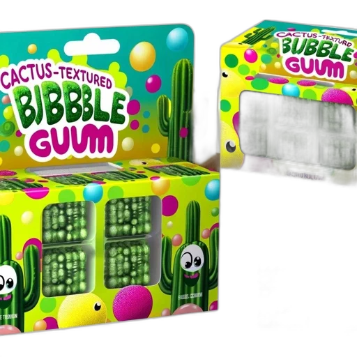 vibrant, cactus-themed, bubble, gum transparent PNG cut-out