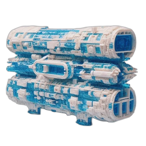 weapon, 3d render, outer space, blue transparent PNG cut-out
