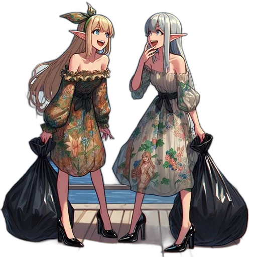 dress, shoes, concept art, anime transparent PNG cut-out