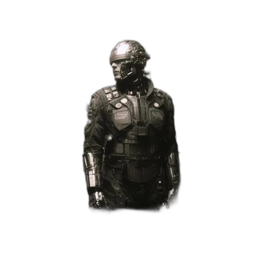 robot, jacket, mask, weapon transparent PNG cut-out
