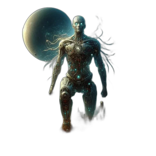 creature, robot, staff, hair transparent PNG cut-out