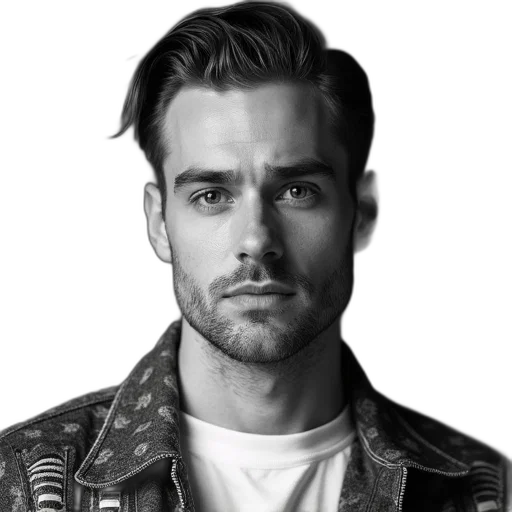 jacket, face, hair, staff transparent PNG cut-out