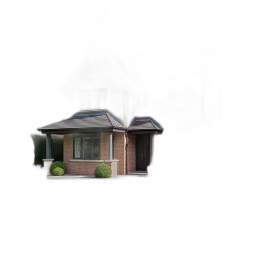 building, furniture, umbrella, 3d render transparent PNG cut-out