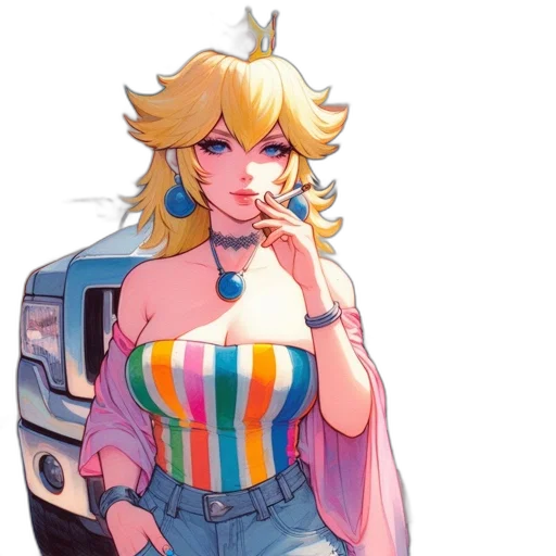 dress, jacket, weapon, vaporwave transparent PNG cut-out