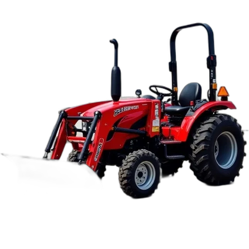 red, tractor, black, plow transparent PNG cut-out