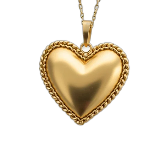 jewelry, golden, heart-shaped, pendant transparent PNG cut-out