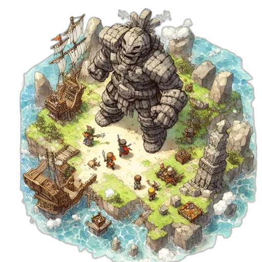 concept art, fantasy art, pixel art, 3d render transparent PNG cut-out