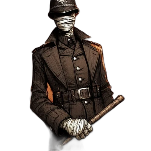 staff, mask, jacket, weapon transparent PNG cut-out