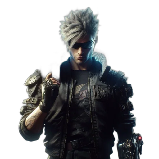 jacket, weapon, concept art, cyberpunk transparent PNG cut-out