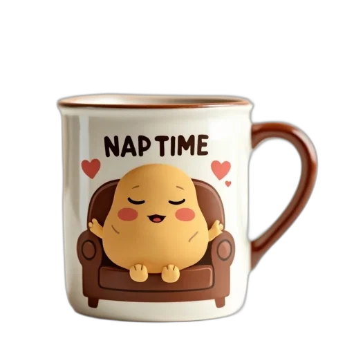 ceramic, mug, cartoon, character transparent PNG cut-out