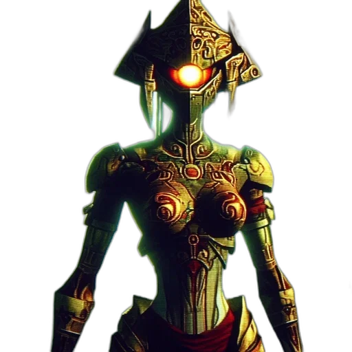 robot, dress, jewelry, staff transparent PNG cut-out