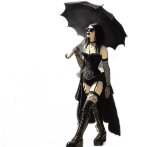 umbrella, dress, concept art, fantasy art transparent PNG cut-out