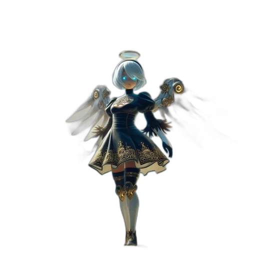 robot, dress, mask, staff transparent PNG cut-out