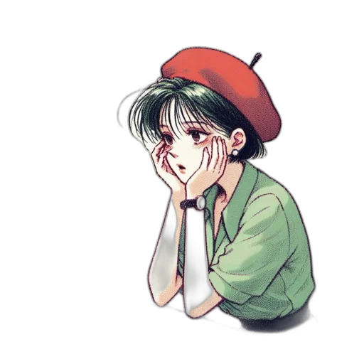 hat, pixel art, anime, watercolor transparent PNG cut-out