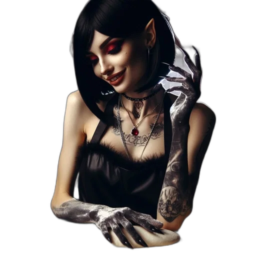 jewelry, dress, face, creature transparent PNG cut-out