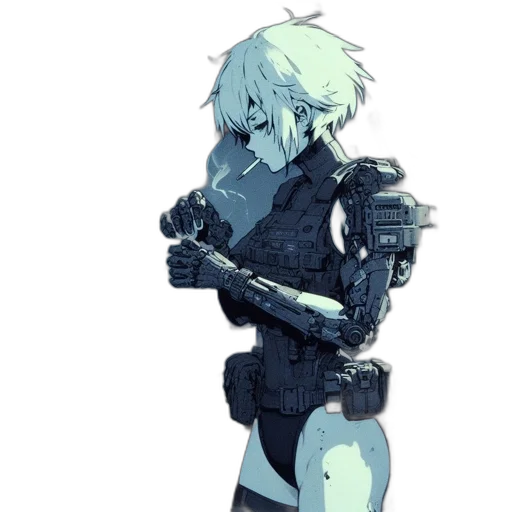 robot, weapon, jacket, sword transparent PNG cut-out