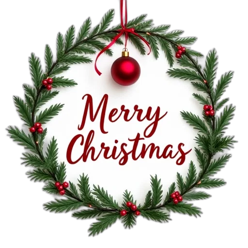 christmas, greeting, wreath, red transparent PNG cut-out