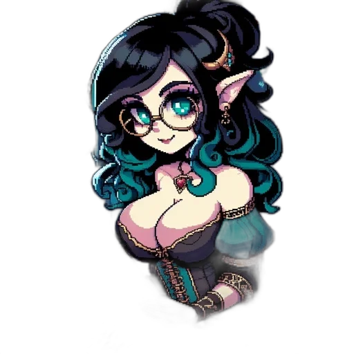 dress, fantasy art, pixel art, cartoon transparent PNG cut-out