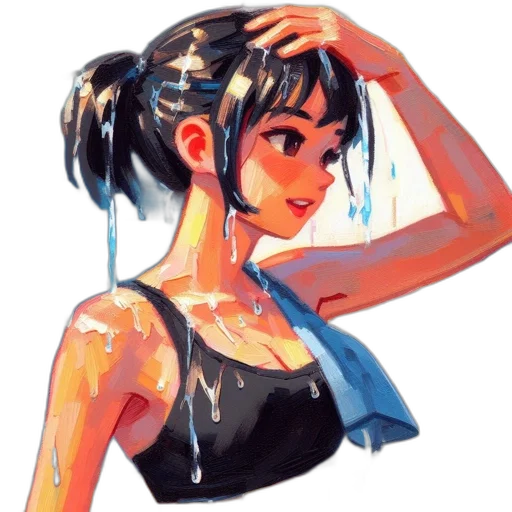 dress, umbrella, anime, watercolor transparent PNG cut-out