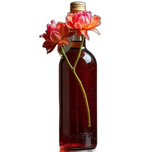 bottle, flower, dress, crown transparent PNG cut-out