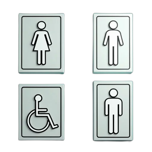 collection, four, bathroom, signs transparent PNG cut-out