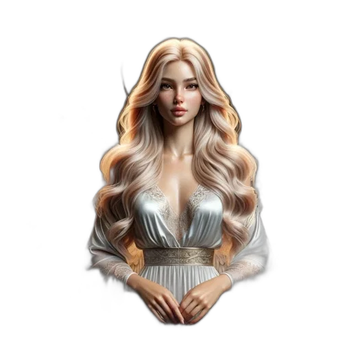 hair, dress, jewelry, fantasy art transparent PNG cut-out