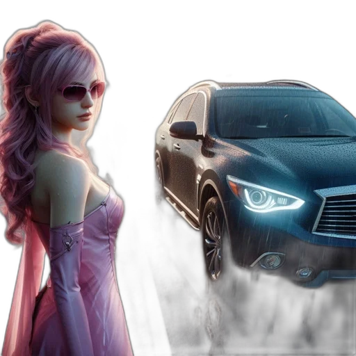 car, concept art, fantasy art, 3d render transparent PNG cut-out