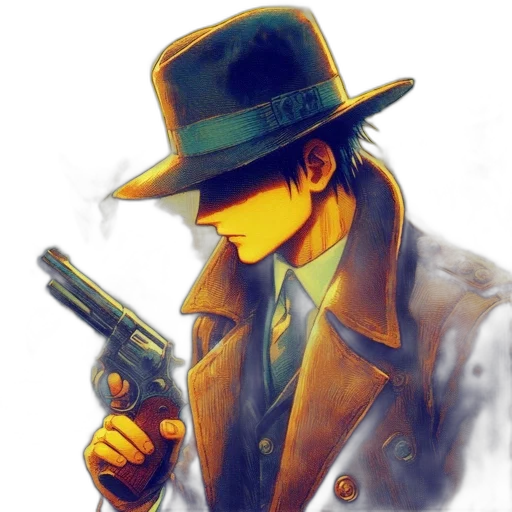weapon, hat, jacket, staff transparent PNG cut-out