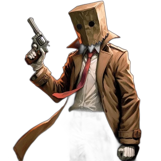 robot, mask, jacket, staff transparent PNG cut-out