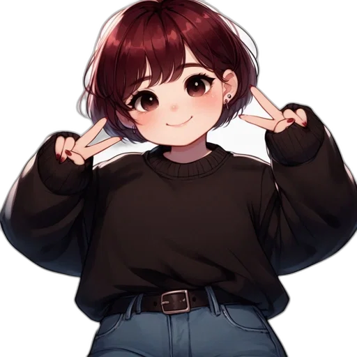 jacket, hair, staff, creature transparent PNG cut-out