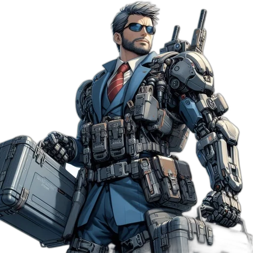 robot, jacket, weapon, concept art transparent PNG cut-out