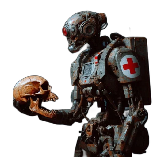 robot, concept art, cyberpunk, 3d render transparent PNG cut-out