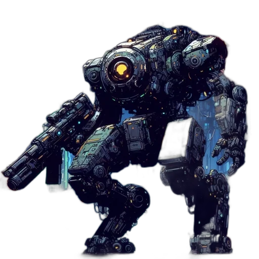 robot, weapon, concept art, pixel art transparent PNG cut-out