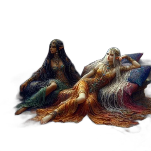hair, creature, dress, concept art transparent PNG cut-out