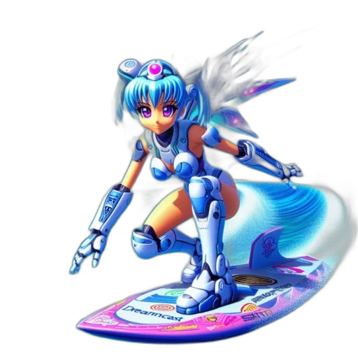 robot, concept art, vaporwave, 3d render transparent PNG cut-out